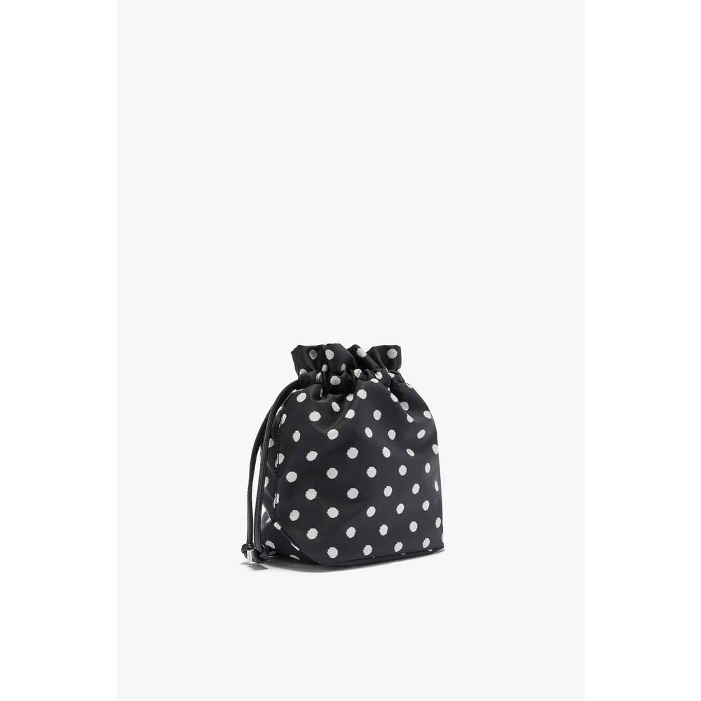 NEW GANNI women's printed bou bucket pouch with dots in black